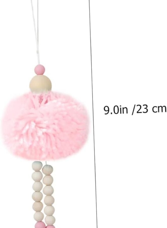 Handmade Wood Bead Fur Pendant Nursery Decor Photo Prop Shower Decoration White - Image 2